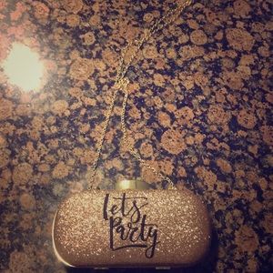 Cute Gold Glitter Bag “Lets Party!”
